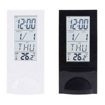 [RΘA] DYNN 투명 LCD 캘린더 온도 시계 테이블 심플 디지털 인테리어 탁상 장식용 책상 ▷_β5243Ea, fβ_블랙