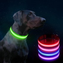 Blahhey LED 개 목걸이 조절 가능한 조명 개 목걸이 100% 방수 USB 충전식 5가지 색상 소형 중형 대형견용 밤에 안전, L