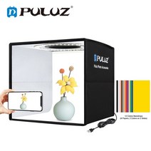 포토박스 미니스튜디오 25x25x25cm 라이트 박스 10 기어 조정 LED 링 사진 스튜디오 텐트 소프트박스 6 색 배경, [01] 25cm, 25cm
