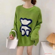 곰 스웨터 여성의 느슨한 가을과 겨울 두꺼운 니트 셔츠