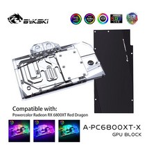6800XT Powercolor Radeon RX 6800XT 용 Bykski GPU 워터 블럭 Red Dragon 그래픽 카드 액체 냉각기 라디, 02 RBW(5v 3pin)