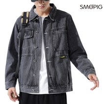 Smopig 오버핏 워싱 데님 재킷