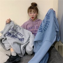 후드 맨투맨 여 루즈핏 한국판 가을 겨울 도톰 기모 bf 나른한 상의 ins 트렌드 코트