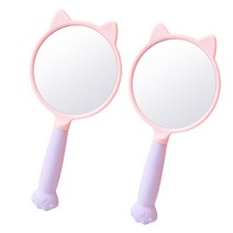 [꽃손거울] 순수하랑 휴대용 고양이발 메이크업 손거울, 퍼플, 2개
