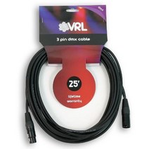 Elite Core VRL 3핀 DMX 61cm(2피트) 프로 조명 차폐 케이블 | LED 데이터 | 낮은 정전 용량 | VRLDMX3P2, 25-ft Cable