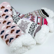 노르딕 스타일 양털 후리스 수면 양말 출산 산모 보온 융털 양말선물세트 커플양말, 4가지 디자인 (혼합랜덤)