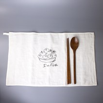 반애썸 무형광 키친크로스 소창행주(27X47cm) 2겹 3겹 카페행주 테이블매트 티매트, 정련 3겹 소창키친크로스(27X39cm)/레터링+자수, 5장