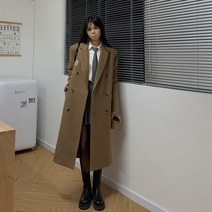 여자 피코트 여성 클래식 더플 모직 코트