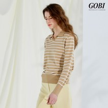 고비(GOBI) 실크 캐시미어 티에리 스트라이프 풀오버