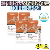 체지방 감소 도움 장건강 유산균 프로바이오틱스 다이어트 영양제 식약처 인증 가르시니아 캄보지아추출물 HCA 프리바이오틱스 프로바이오스틱 30대 40대 50대 직장인 여자 남자, 4박스, 14포(42g)