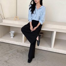 마롱패션 실키 블라우스 솔리드 베이지 라임