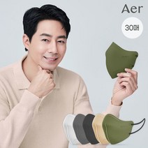[aer] NEW아에르 KF94 피크V 겨울용 4겹 마스크 30매(S/M/L), 단품, 색상:그레이|사이즈:L