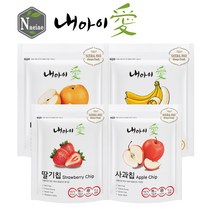 [내아이애] 아이과자 간식 동결건조 과일칩 셋트(추가증정 이벤트), 동결건조 과일칩 4종 셋트(딸기/사과/배/바나나), 1개