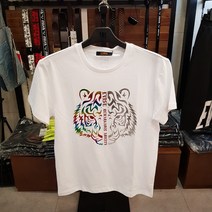 에비수 공용 호일 호랑이 프린트 루즈핏 반팔 라운드 티셔츠 ES2MTS716