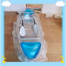 낚시 투명 카약 패들 보트 소형 관찰 제주 수중 배 피싱 레저 물고기 호수 펜션 수상 민물, 2인승블루에어백투명좌석세트