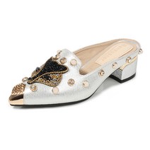 여자슬립온 2020여름담요 뉴타입 미드힐 뮬구두 통굽 여성샌들 외부착용