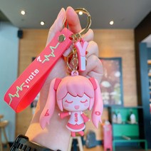 iSeriseKeyring 초음소녀 캐릭터 키링 커플용 선물용 자동차 가방 키홀더 키링, 2#핑크