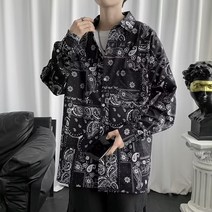 남성 아우터 한국판 트렌드 매치 이른 가을 트렌드 카고 셔츠 패치워크 칼라 탑