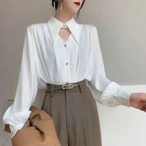 원피스대여 드레스 셔츠 블라우스 여성 의류 긴 소매 봄 화이트 원피스 스타일 우아한 탑