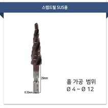브랜드 스테인레스전용 스텝드릴 2F SUS 4mm~12mm 1pcs 스탭드릴 코발트 기리 비트 목함 세트