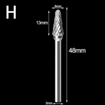 텅스텐 카바이드 버 로터리 드릴 다이 그라인더 조각 비트 더블 컷 파일 밀링 헤드 3x6mm, 08 H