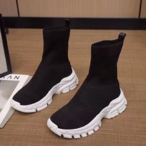 MUYANG 스판 밴딩 니트 삭스 앵클부츠 여성용 4cm 에어쿠션창