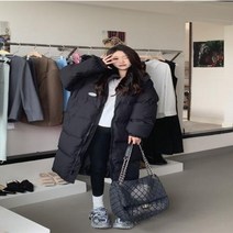 데일리 후드 블랙 롱패딩