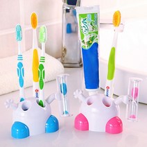 모래시계 칫솔꽂이 욕실 양치 칫솔 거치대 세트, 2-모래칫솔꽂이-블루