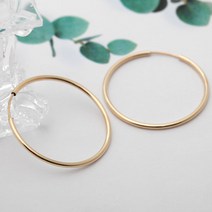 14K 골드 필드 30mm 베이직 파이프 링 데일리 후프 귀걸이