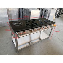고화력 업소용 중식화구 한국식 클레이팟 스토브 상업용 6개 또는 8개의 다중 눈 멀티 헤드 가스 연소 캐서롤 노란색 조림 닭고기와 쌀 특수 화염 보호, 없음, 큰 두 개 작은 여섯