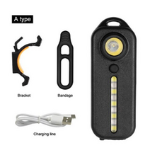 자전거 헬멧 후미등 미니 얇은 손전등 전술 경찰 어깨 빛 5 모드 USB -C 충전식 미등 램프 키 체인 라이트, 01 Black A