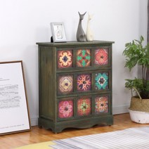 프로방스 앤틱 침실 거실 인테리어 고전 원목 가구 수납장, 전체 복장 + 그린 3 버킷 빈티지 그린