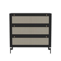 라탄 서랍장 수납장 거실 베란다 빈티지 카페 감성 등나무 3 서랍 캐비닛 단단한 찬장 서랍 보관 캐비닛 작은 사물함, 짐을 싸다, 유형 b(804085) 블랙