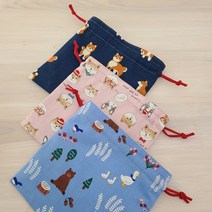 [DIY](동영상설명) 양쪽끈 조리개 주머니 만들기 블루시바 핑크시바 숲속세상블루 복주머니만들기 실과주머니만들기 바느질연습, 코스모스