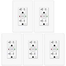 5팩 - ELECTECK 20 암프 GFCI 콘센트 야외용 날씨 저항성 (WR) LED 인디케이터가 있는 자체 테스트 GFI 콘센트 접지 차단기 나사 없는 벽판 포함 UL