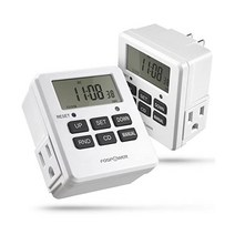 FosPower 타이머 콘센트[ETL 등재] 125V/15A LCD 디지털 실내 콘센트 타이머 조명 램프 팬 및 전기 콘센트용 2개의 AC 플러그 용량이 있는 7일 프로그래밍