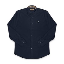 버버리 [버버리 BURBERRY] 80362931 캠브릿지 군마 자수 로고 남성 코튼 셔츠 네이비