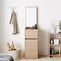 [모노폴리오] 레이 입식 기본거울 화이트오크 화장대, 화이트오크+마일드그레이