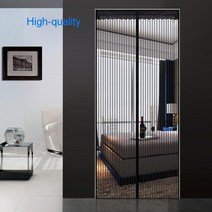 부속자재 건축 홈 개조 핸즈프리 마그네틱 모기장 도어 스크린 메쉬 자동 폐쇄 모기 곤충 플라이 버그 커튼 네트 사용자 정의 크기, 검정, 140 X210 cm