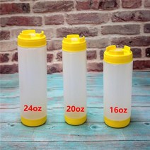 1pc Plastic Squeeze Bottle Two Holes Condiment Dispenser Sauce Vinegar Ketchup Cruet Container Tomat, [04] Yellow-16oz