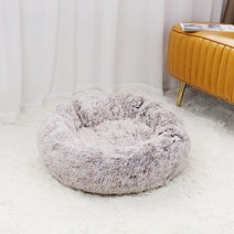 애완용 산책 이동 가방 켄넬 캐리어 눕눕백슈퍼 소프트 애완 동물 침대 개집 둥근 고양이 매트 따뜻한 수면, 06 Coffee white_01 40cm