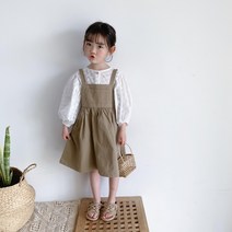 PigPug 22 봄 여름 소녀 아기 전면 한국판 캐주얼 숙녀 기품 원피스 멜빵 스커트 유행