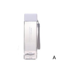 신기한물병 특이한 귀여운 사각형 차 우유 과일 물 컵 480ml 투명 병 스타일 스포츠 로프 내열 음료 Kor, A