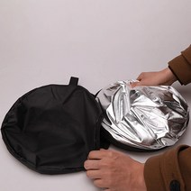 촬영용 확산판 반사판 조명판 크로마키 휴대용 접이식 라이트 디퓨저 26 인치 60cm 2in 1 다양한 색상 은빛 블랙 라운드, [01] 60 cm