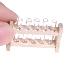 음식모형제작 미니어처 DIY 최신 5 개/대 실험실 유리 테스트 튜브 나무 랙 세트 1:12 Dollhouse Miniature Accessory Decoration Orname, 단일옵션