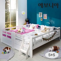 [에보니아] 착불_ 미키 원목 패밀리침대_C형(싱글데이베드+싱글이단침대 기본형)_매트포함, 상세 설명 참조