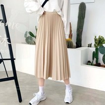 롱 스커트 주름 플리츠 여성 밴딩 스판 치마 데일리룩