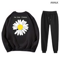 어워크 쭈리 오버핏 맨투맨 조거팬츠 트레이닝복 상하의 세트 홈웨어 요즘유행하는 옷 플라워