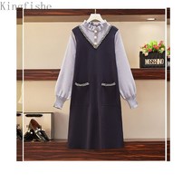 [Kingfishe]여성 겨울 빅사이즈 레이어드 셔츠 원피스 dian251112lj2