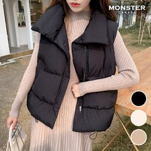 몬스터캐나다 여성 오버핏 패딩조끼/ 집업 패딩 베스트/ 포근한 하이넥 두툼한 볼륨감/ 빅사이즈